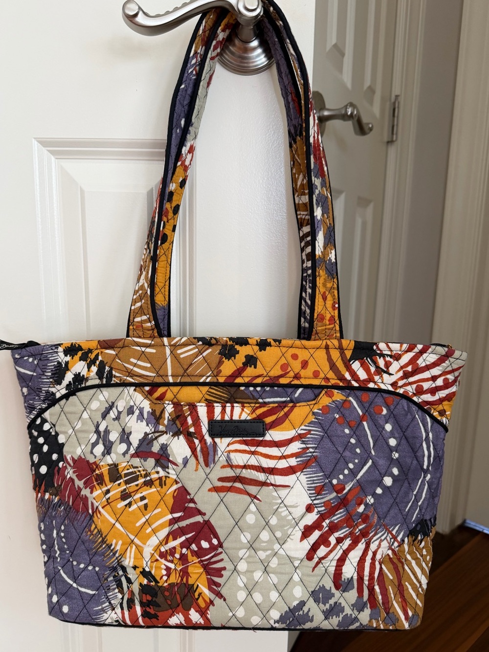 Vera Bradley Painted Feathers Retired Print Quilted Shoulder Tote Bag Like New